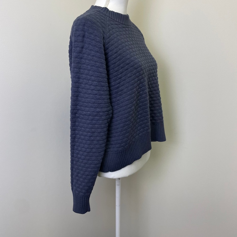 Lululemon Textured Knit Cashmere Blend Sweater M/L Navy Blue Raglan Pullover - Picture 4 of 16
